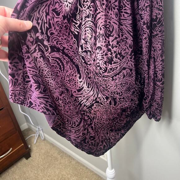 Velvet Burnout Cardigan Jacket Top Petite Small Purple Witchy Whimsigoth Sheer - Picture 6 of 8
